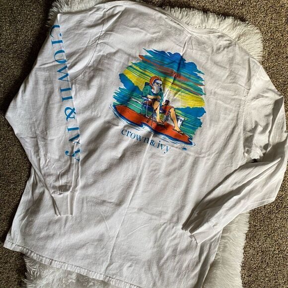 Crown & Ivy Long Sleeve Fishing Christmas Shirt Size Large - Picture 1 of 8